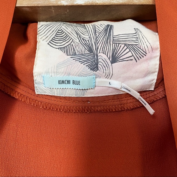 UO Kimchi Blue 3/4 Sleeve Orange Kimono w/ Pockets - Picture 5 of 6